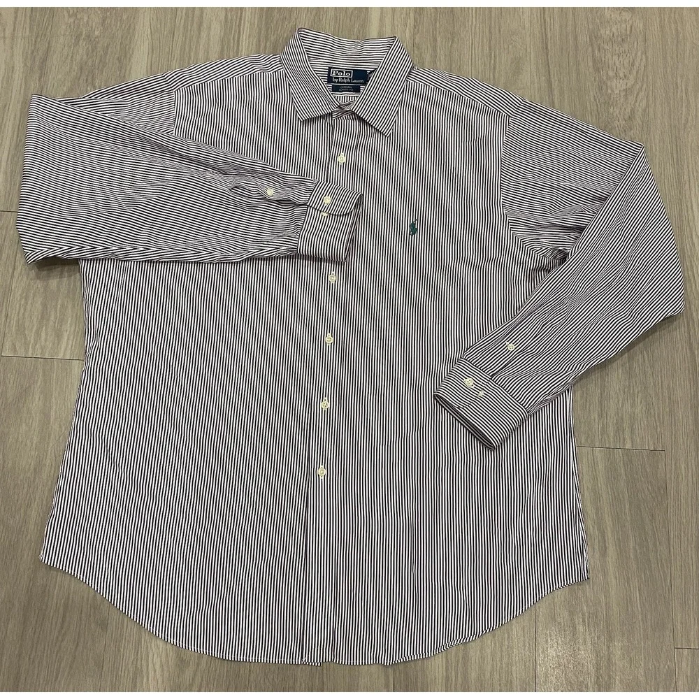 Ralph Lauren Polo Shirt Adult 2XL XXL Purple Button Up Long Sleeve Curham Men 18